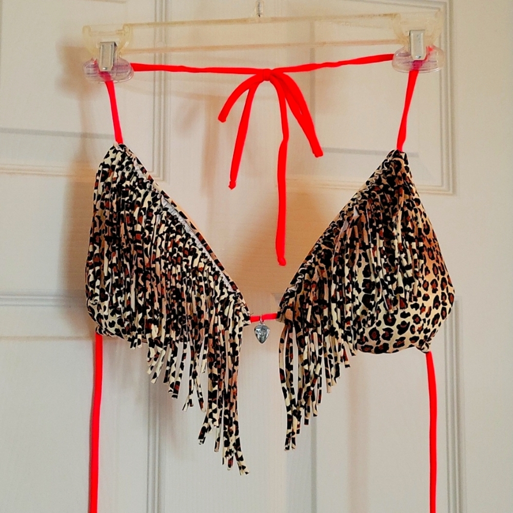 Leopard print fringe bikini